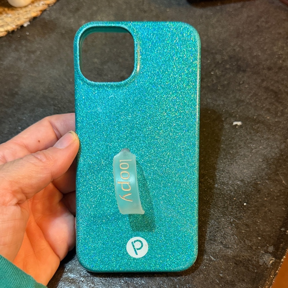 Loopy Case Turquoise Glitter iPhone 13 Case -